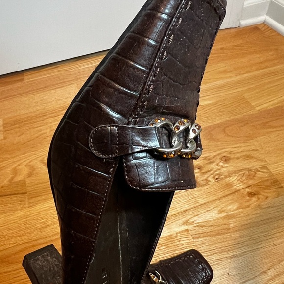 Highlights Square Toe Slip On Brown Heels Size 8 - Picture 9 of 9